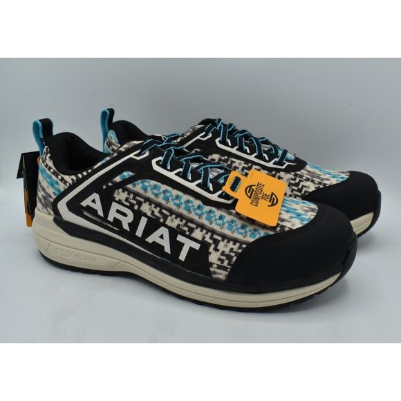 Ariat Womens Size 10 Outpace CT Comp Toe Turquoise Aztec EH Safety Shoes - Picture 3 of 13